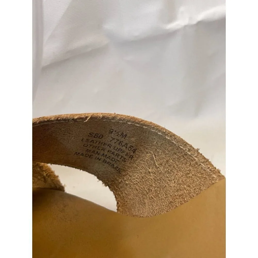NATURALIZER Womens Brown Slide Sandals Size 9.5  Leather Wedge Heel Open Toe